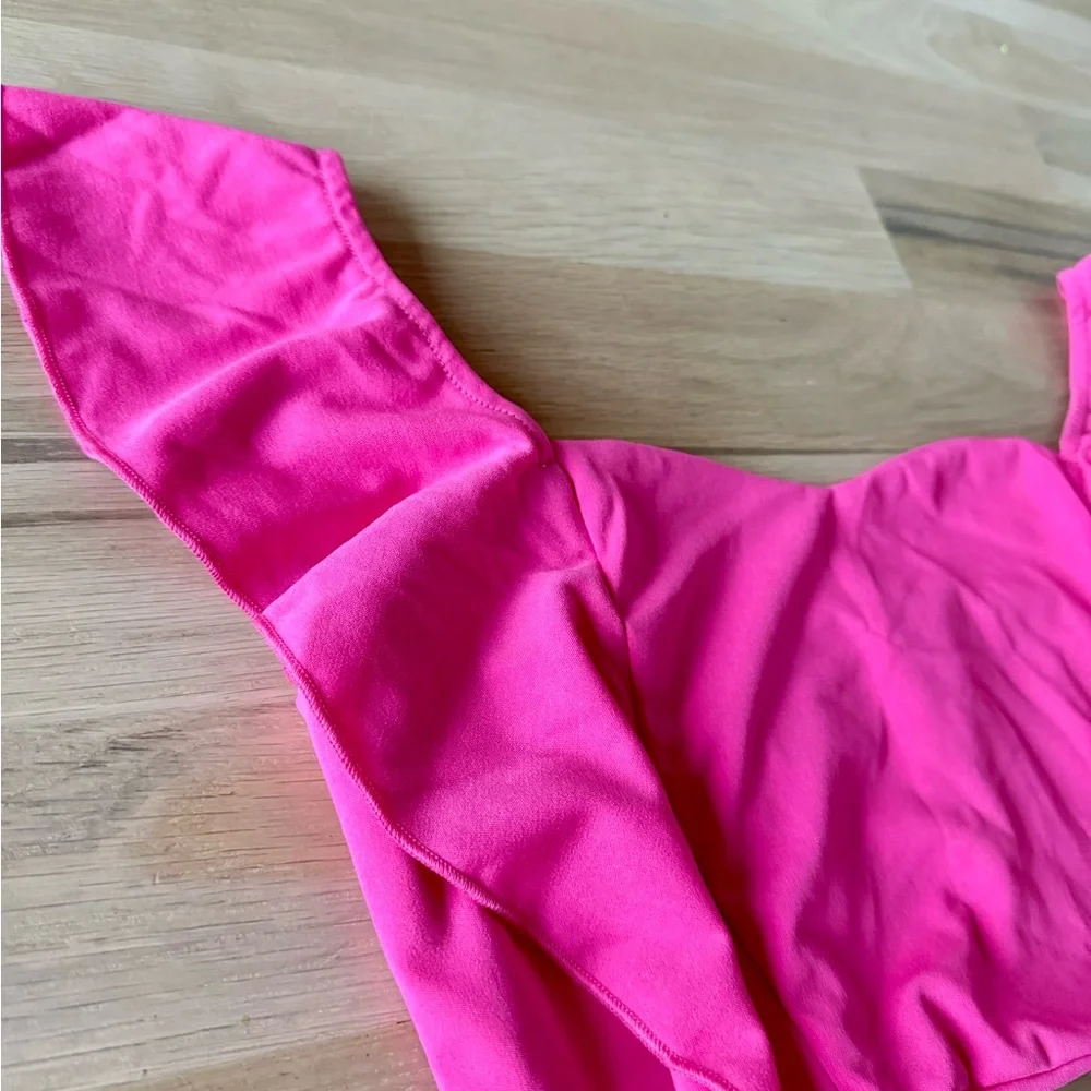 Ina Hot Pink Ruffle Crop Top - Picture 3 of 4